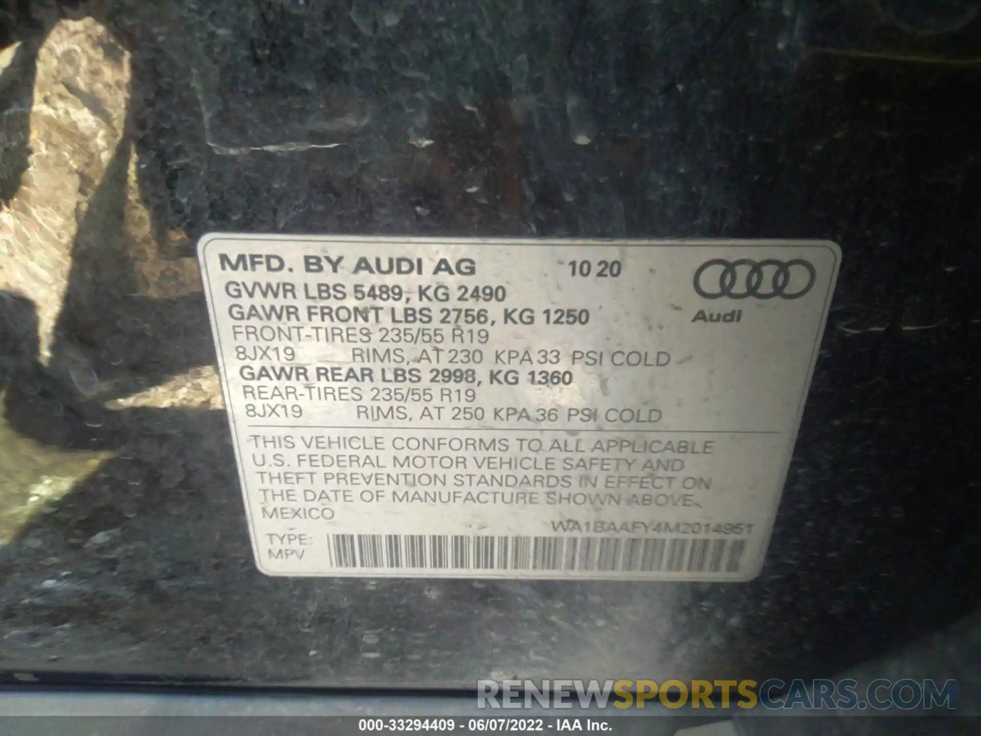 9 Photograph of a damaged car WA1BAAFY4M2014951 AUDI Q5 2021