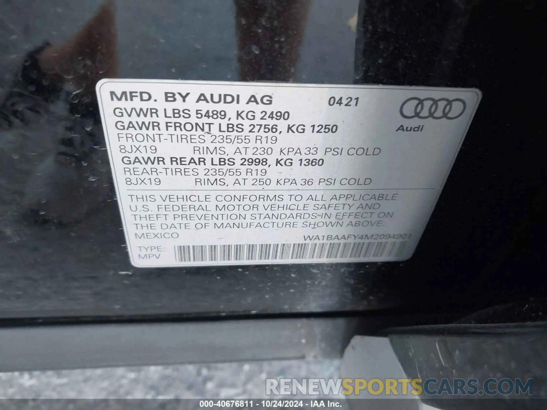 9 Photograph of a damaged car WA1BAAFY4M2094901 AUDI Q5 2021