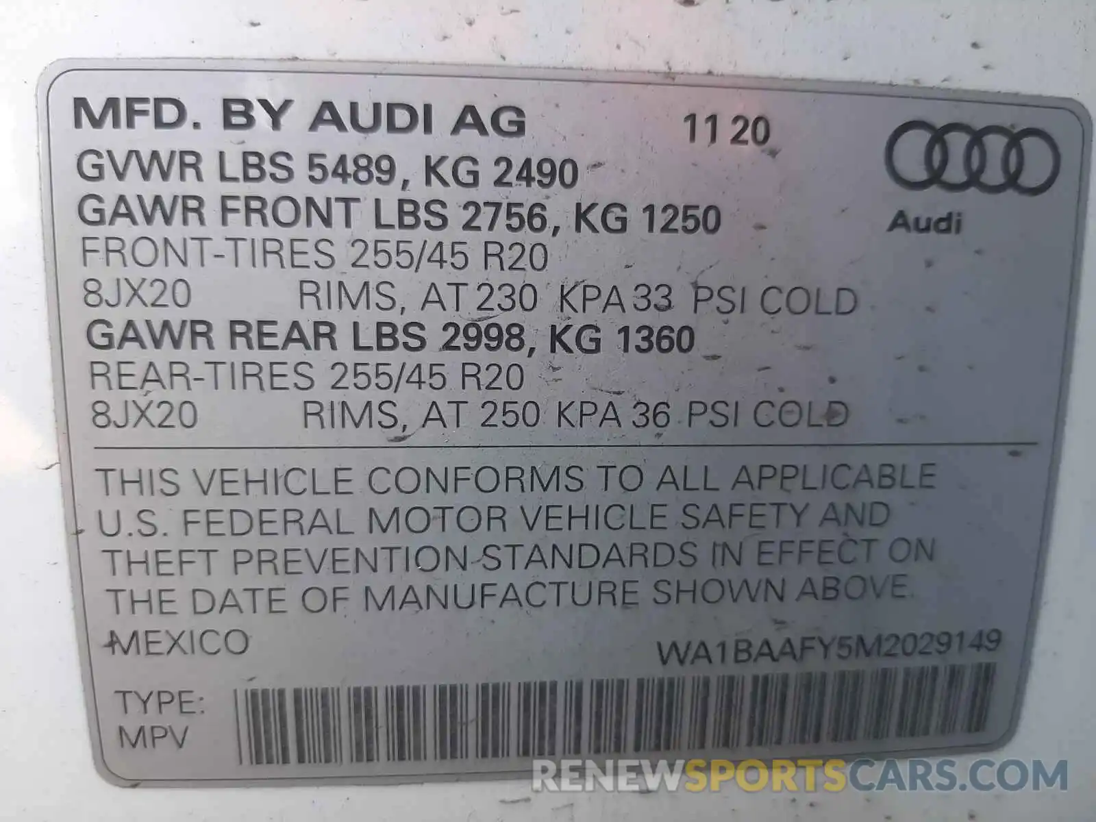 10 Photograph of a damaged car WA1BAAFY5M2029149 AUDI Q5 2021