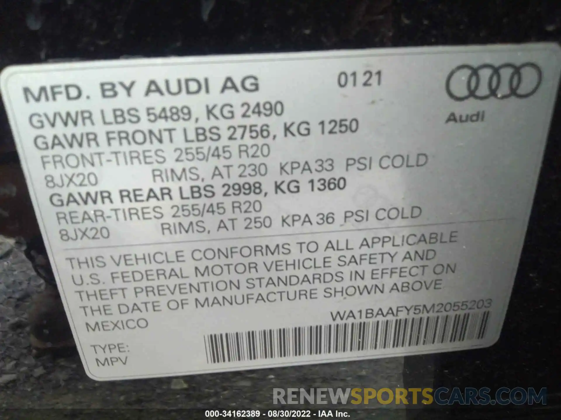 9 Photograph of a damaged car WA1BAAFY5M2055203 AUDI Q5 2021