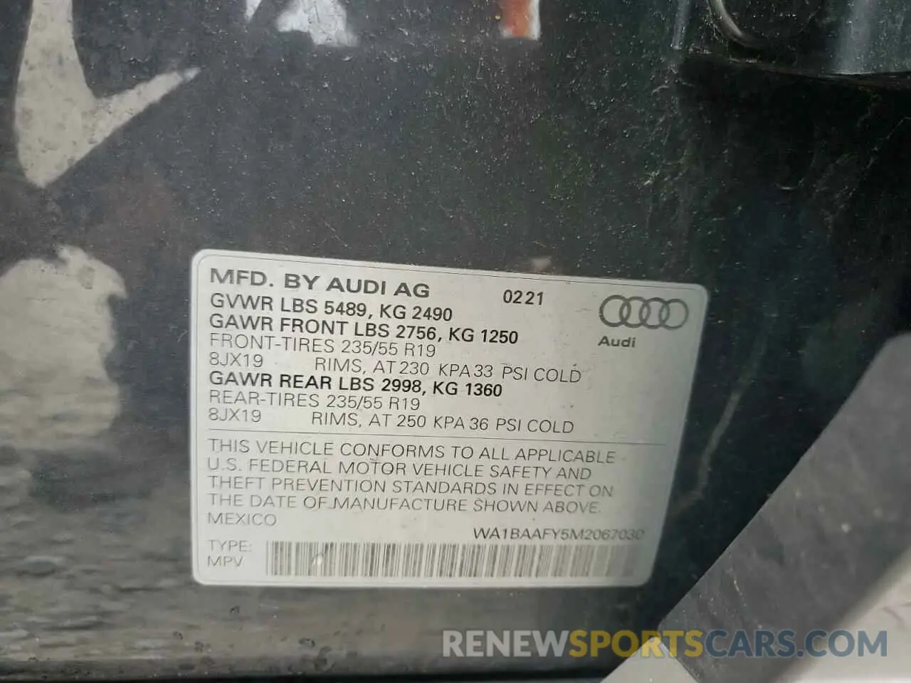 13 Photograph of a damaged car WA1BAAFY5M2067030 AUDI Q5 2021