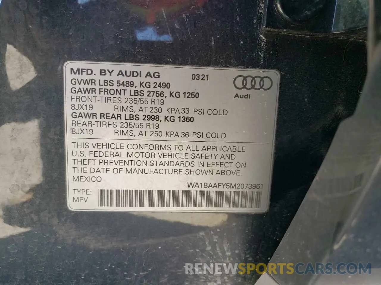14 Photograph of a damaged car WA1BAAFY5M2073961 AUDI Q5 2021