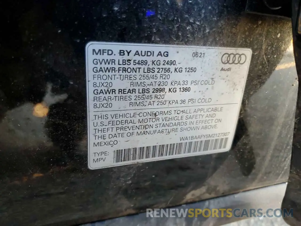13 Photograph of a damaged car WA1BAAFY5M2127307 AUDI Q5 2021