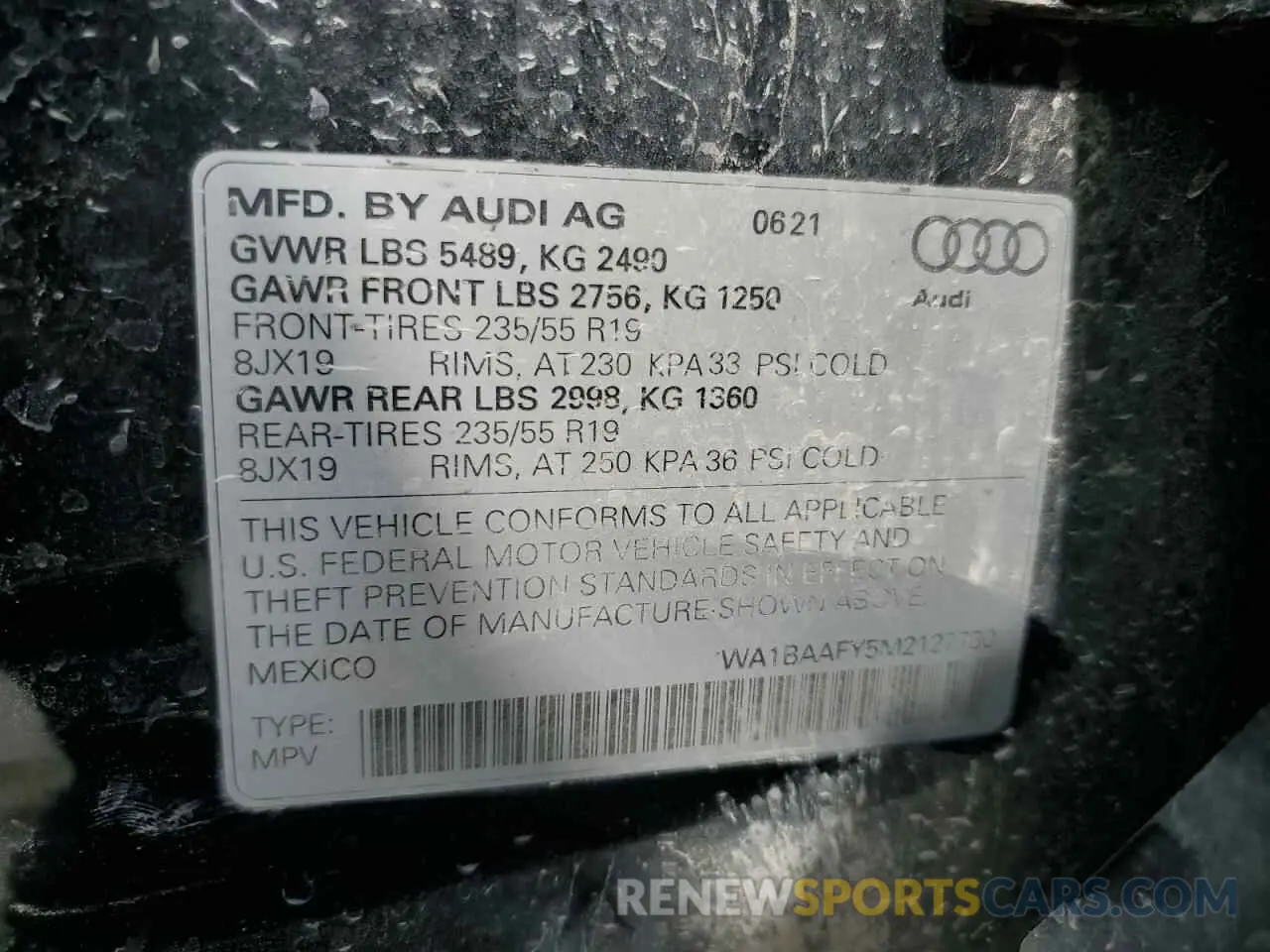 13 Photograph of a damaged car WA1BAAFY5M2127730 AUDI Q5 2021