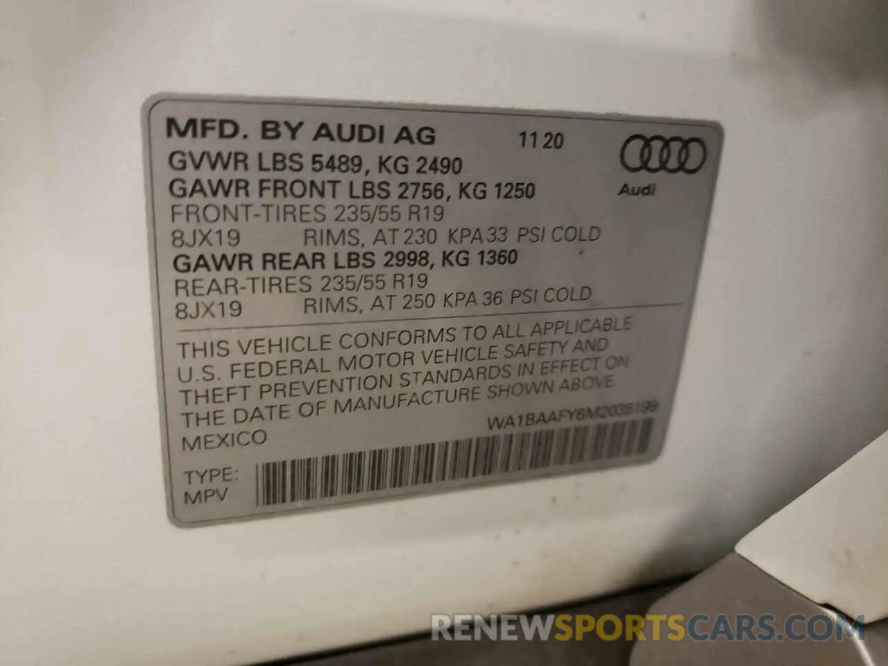 10 Photograph of a damaged car WA1BAAFY6M2035199 AUDI Q5 2021