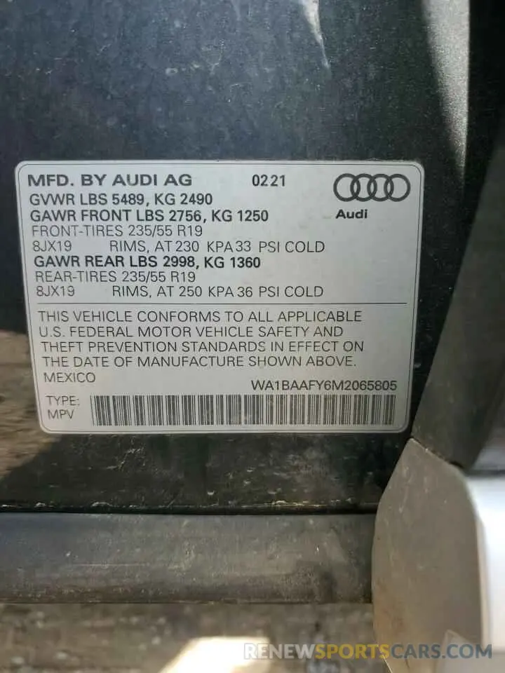 13 Photograph of a damaged car WA1BAAFY6M2065805 AUDI Q5 2021