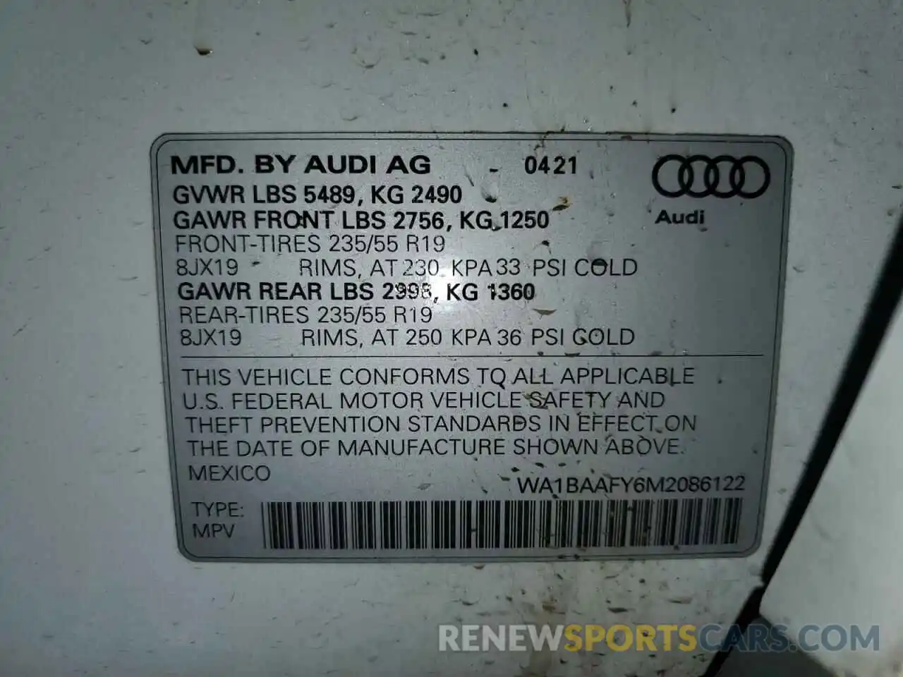 13 Photograph of a damaged car WA1BAAFY6M2086122 AUDI Q5 2021