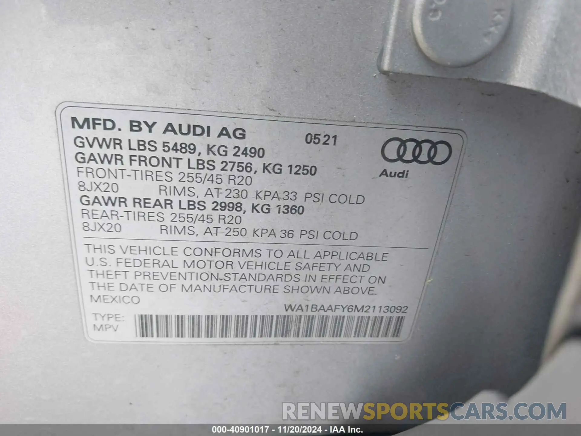 9 Photograph of a damaged car WA1BAAFY6M2113092 AUDI Q5 2021