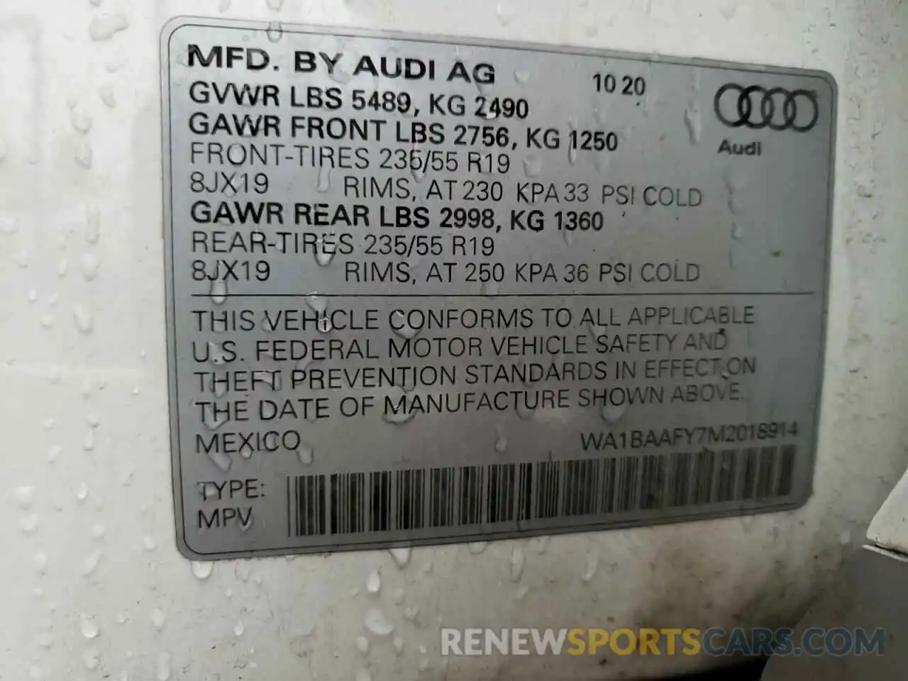 13 Photograph of a damaged car WA1BAAFY7M2018914 AUDI Q5 2021