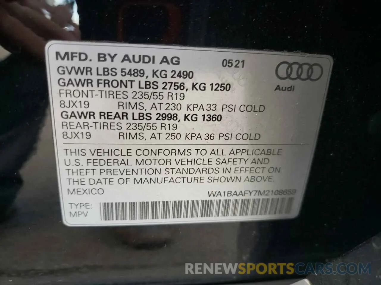 13 Photograph of a damaged car WA1BAAFY7M2108659 AUDI Q5 2021
