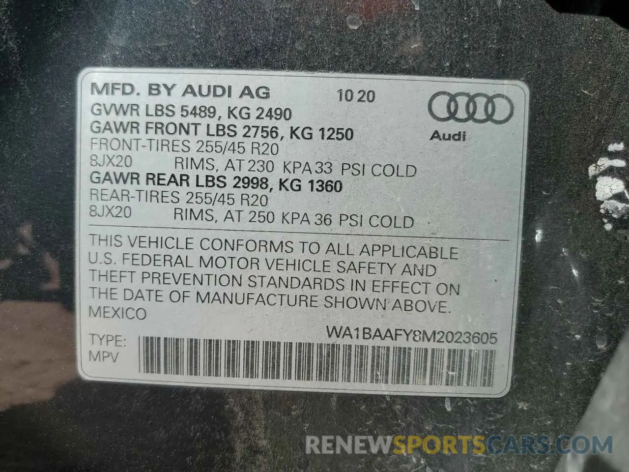 14 Photograph of a damaged car WA1BAAFY8M2023605 AUDI Q5 2021