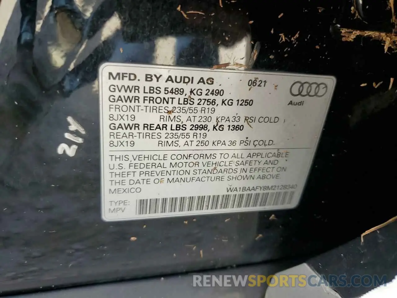 14 Photograph of a damaged car WA1BAAFY8M2128340 AUDI Q5 2021