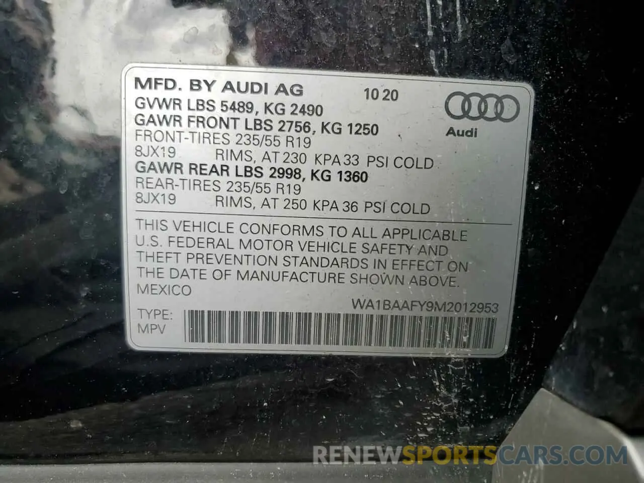 13 Photograph of a damaged car WA1BAAFY9M2012953 AUDI Q5 2021