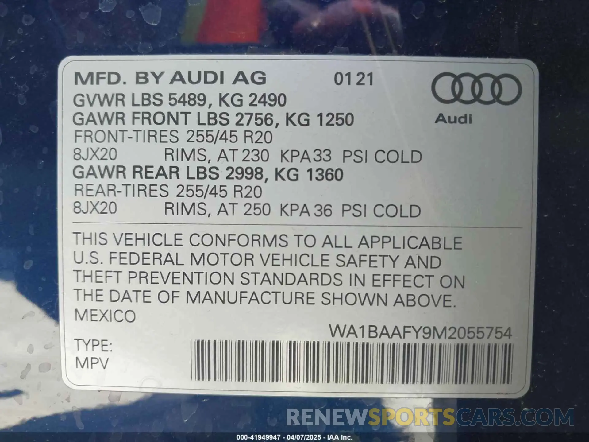 9 Photograph of a damaged car WA1BAAFY9M2055754 AUDI Q5 2021