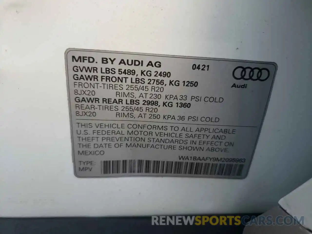 10 Photograph of a damaged car WA1BAAFY9M2095963 AUDI Q5 2021