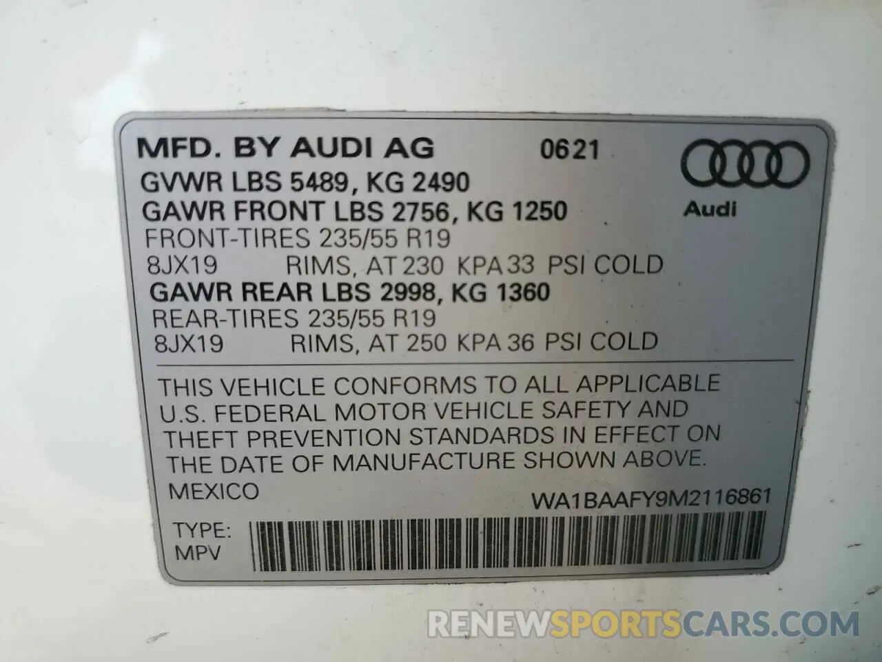 13 Photograph of a damaged car WA1BAAFY9M2116861 AUDI Q5 2021