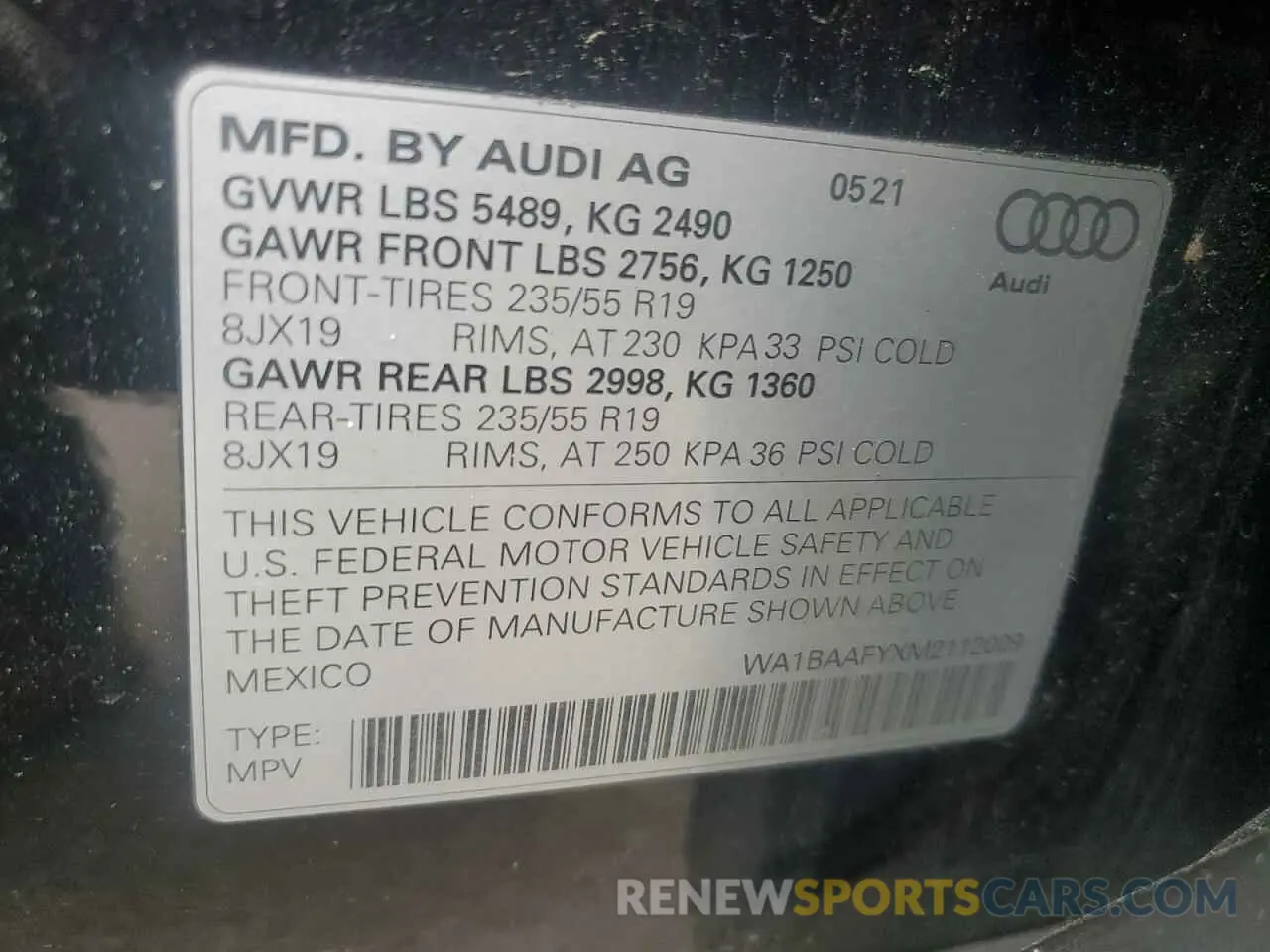 13 Photograph of a damaged car WA1BAAFYXM2112009 AUDI Q5 2021