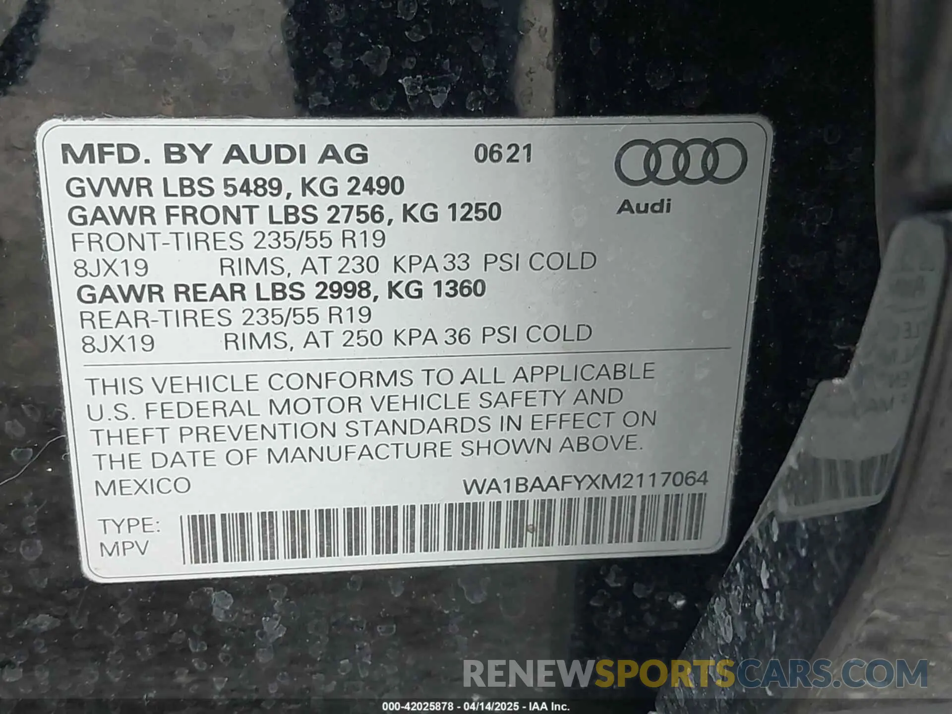 9 Photograph of a damaged car WA1BAAFYXM2117064 AUDI Q5 2021