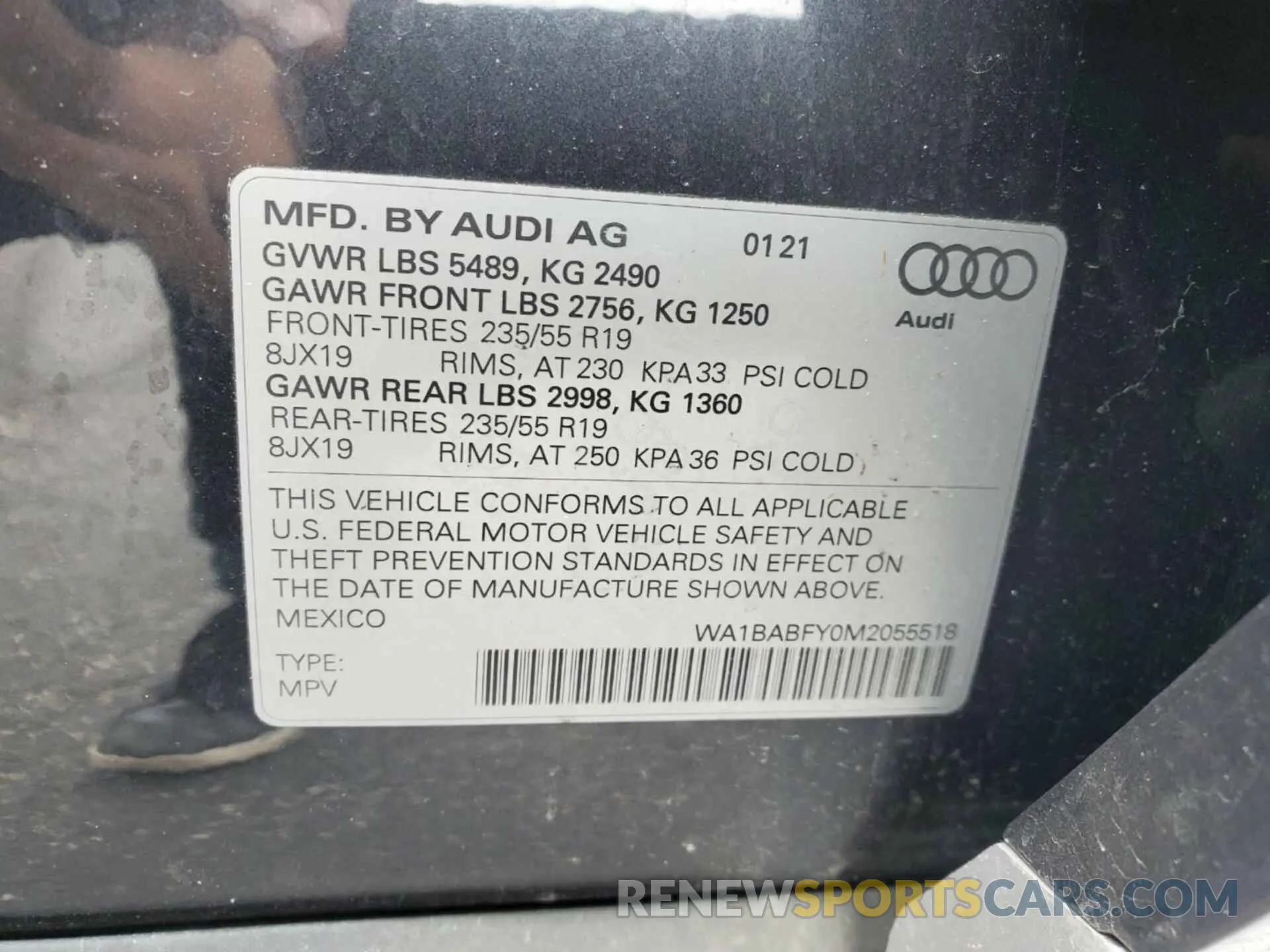 1 Photograph of a damaged car WA1BABFY0M2055518 AUDI Q5 2021