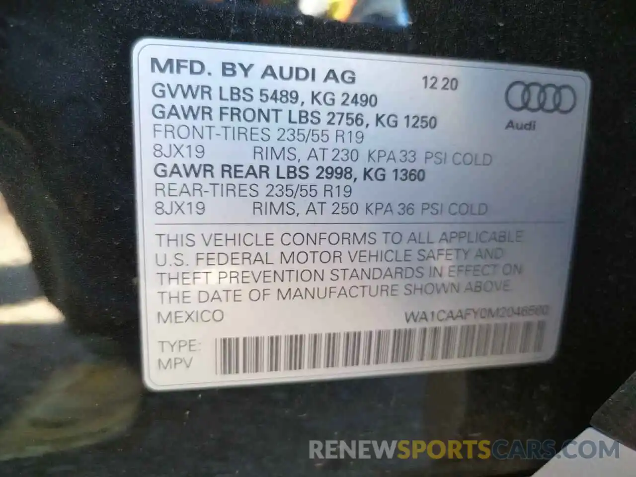 10 Photograph of a damaged car WA1CAAFY0M2046560 AUDI Q5 2021