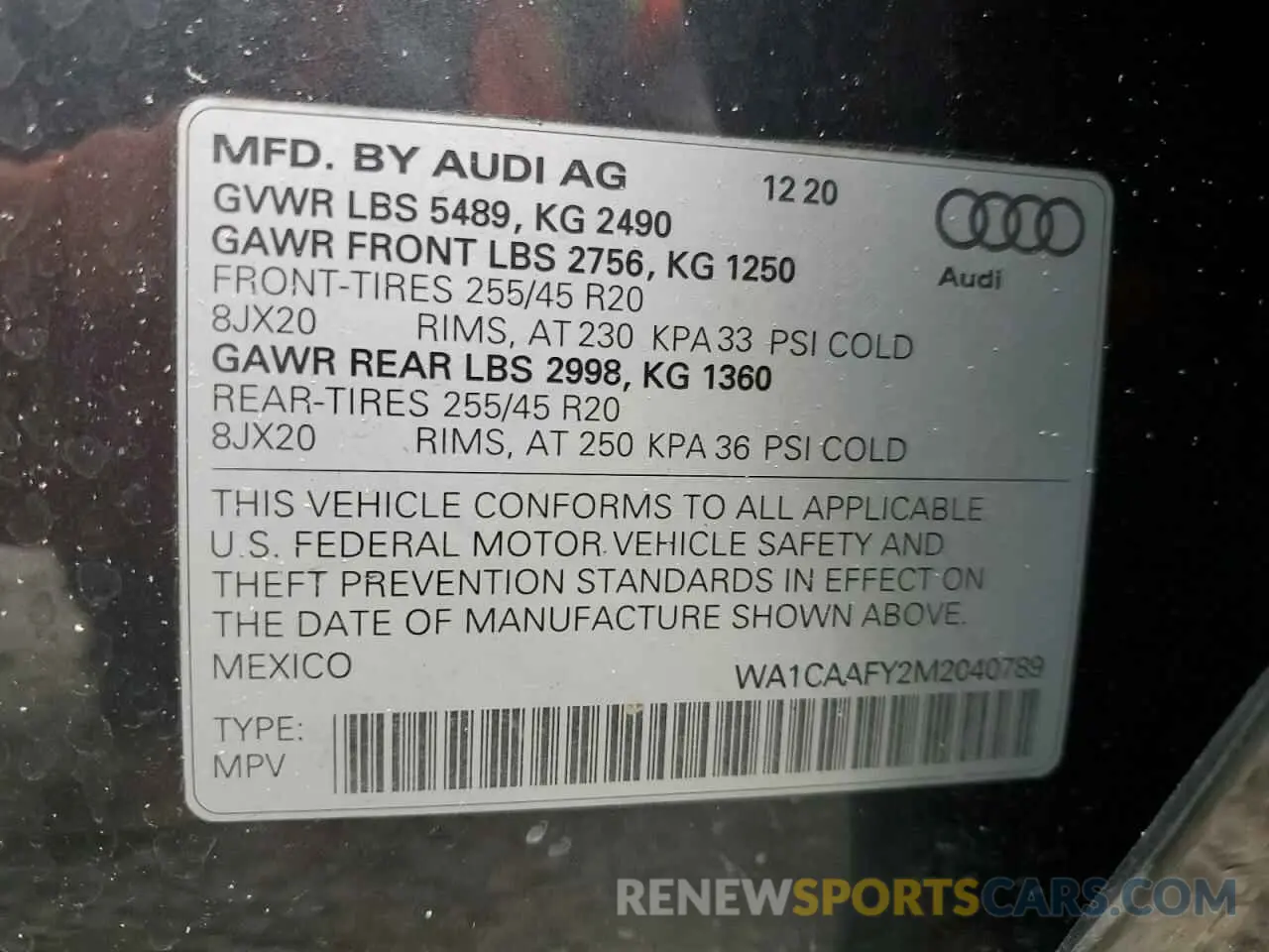 14 Photograph of a damaged car WA1CAAFY2M2040789 AUDI Q5 2021