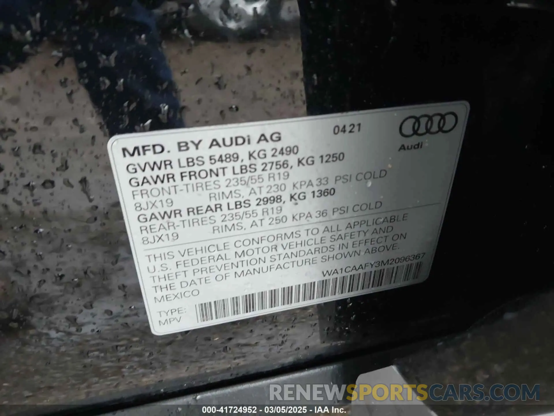 9 Photograph of a damaged car WA1CAAFY3M2096367 AUDI Q5 2021