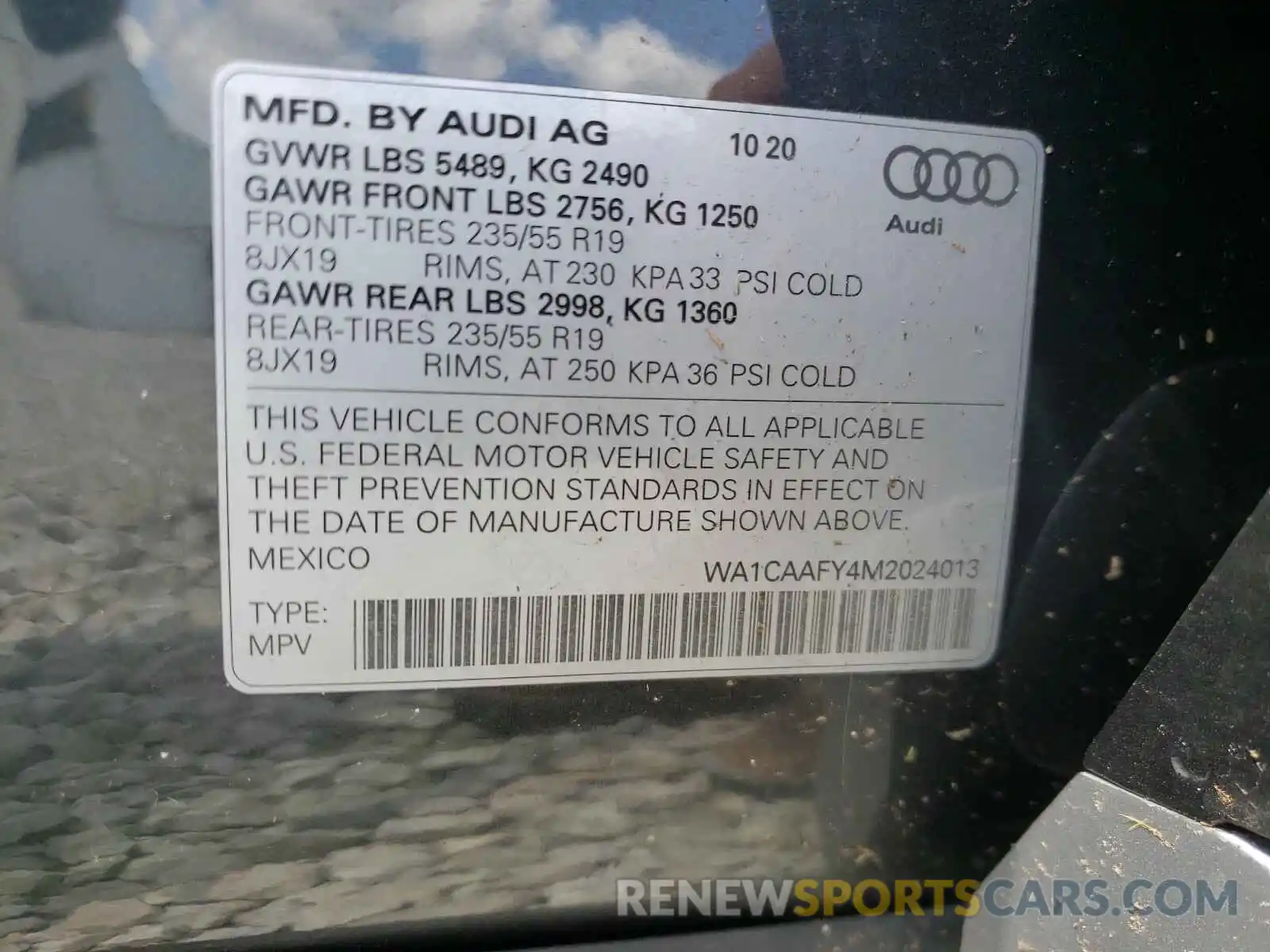 10 Photograph of a damaged car WA1CAAFY4M2024013 AUDI Q5 2021