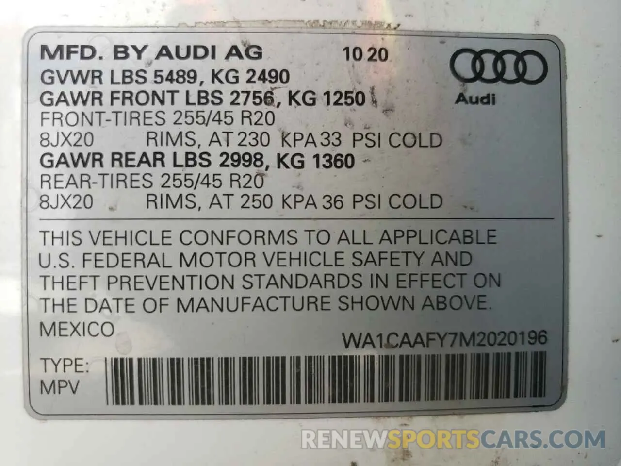 13 Photograph of a damaged car WA1CAAFY7M2020196 AUDI Q5 2021