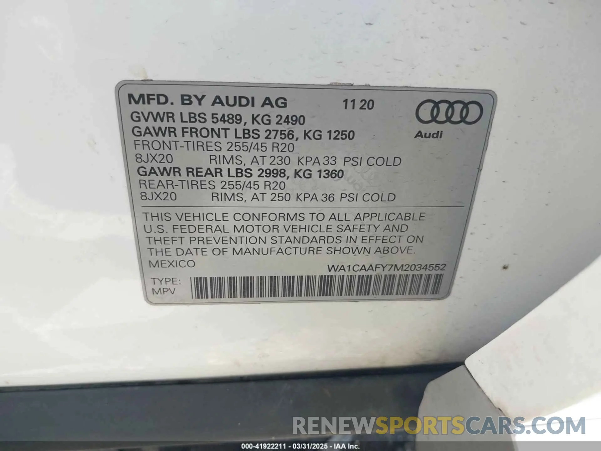 9 Photograph of a damaged car WA1CAAFY7M2034552 AUDI Q5 2021