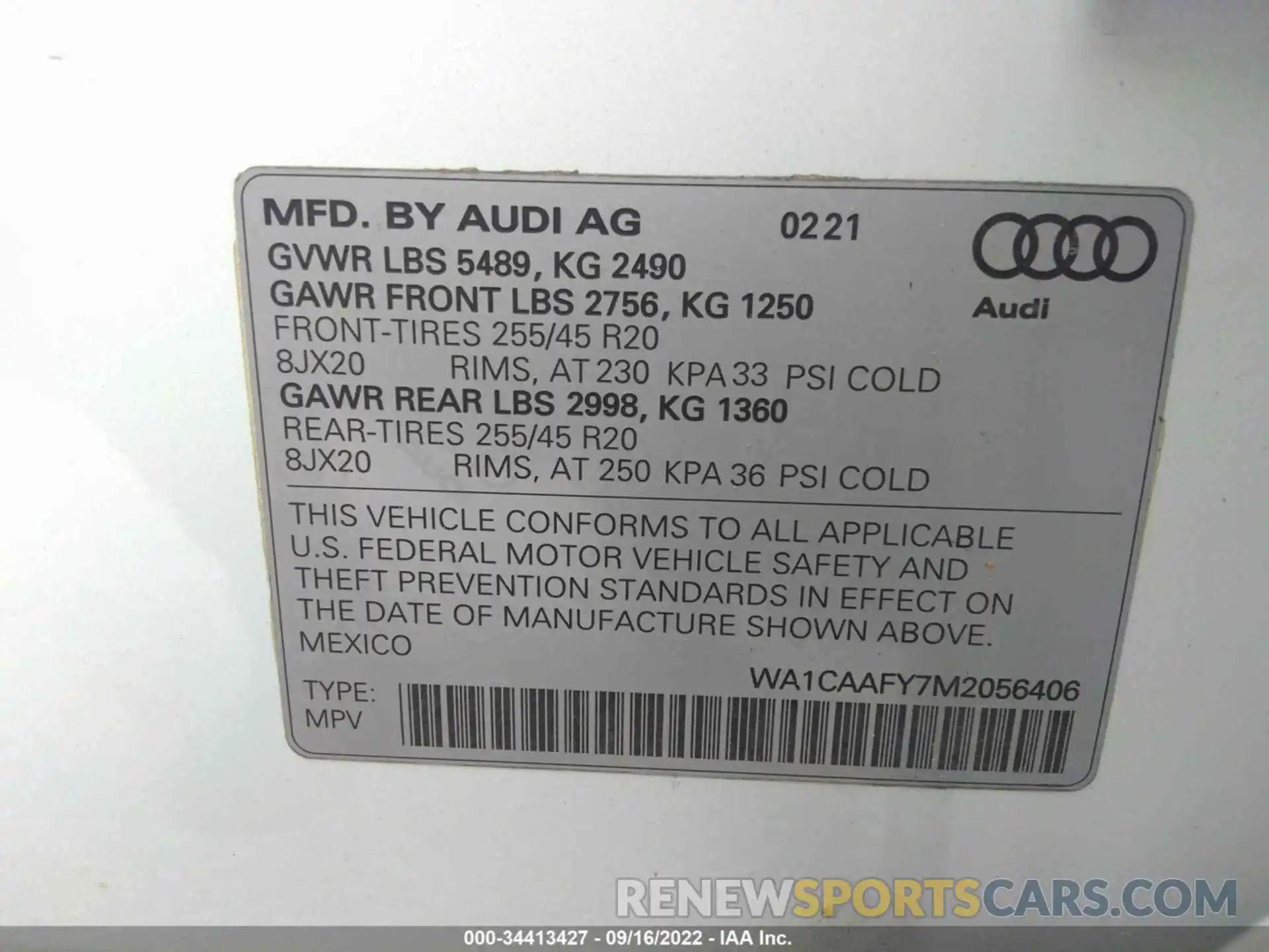 9 Photograph of a damaged car WA1CAAFY7M2056406 AUDI Q5 2021