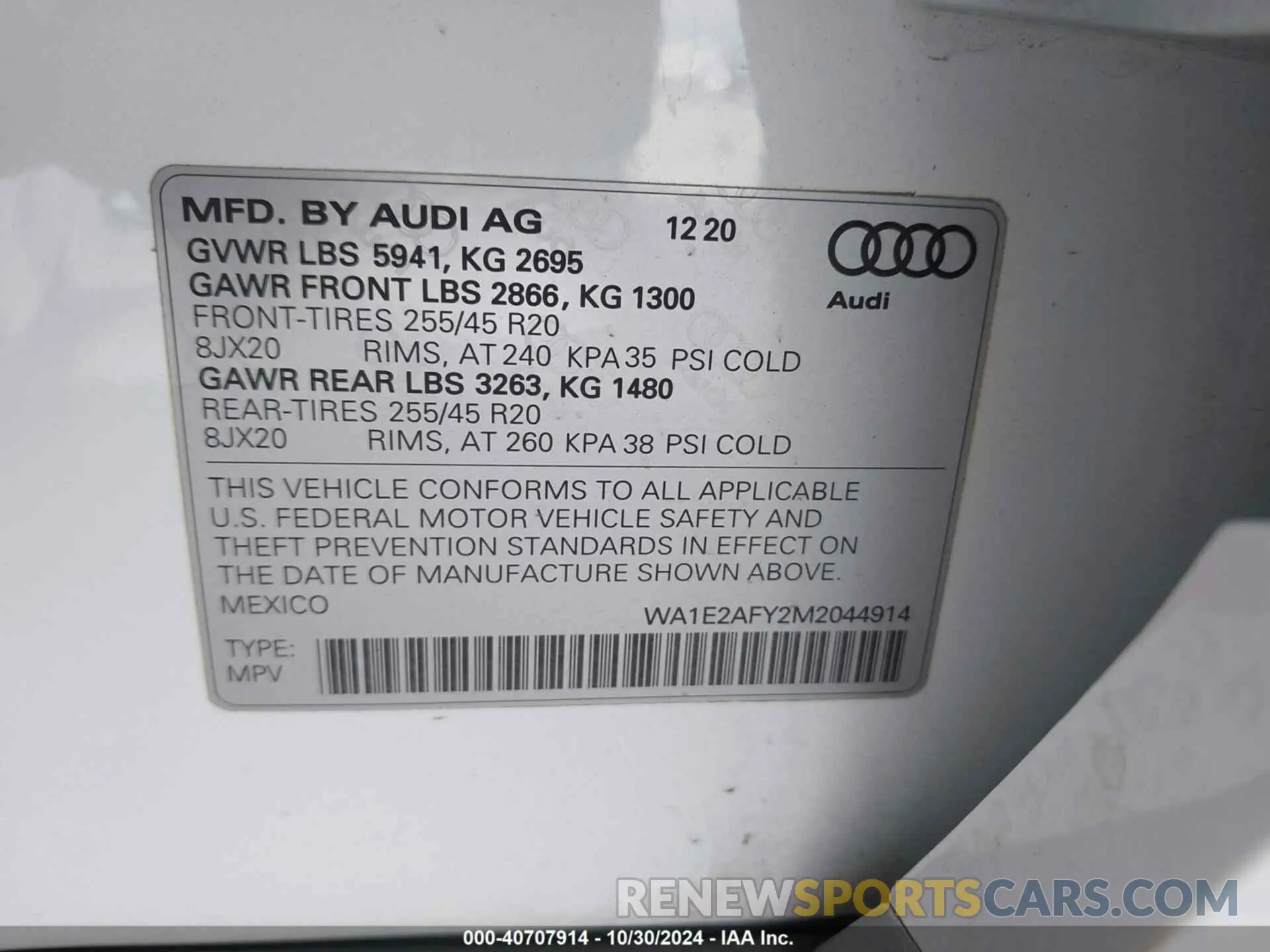 9 Photograph of a damaged car WA1E2AFY2M2044914 AUDI Q5 2021