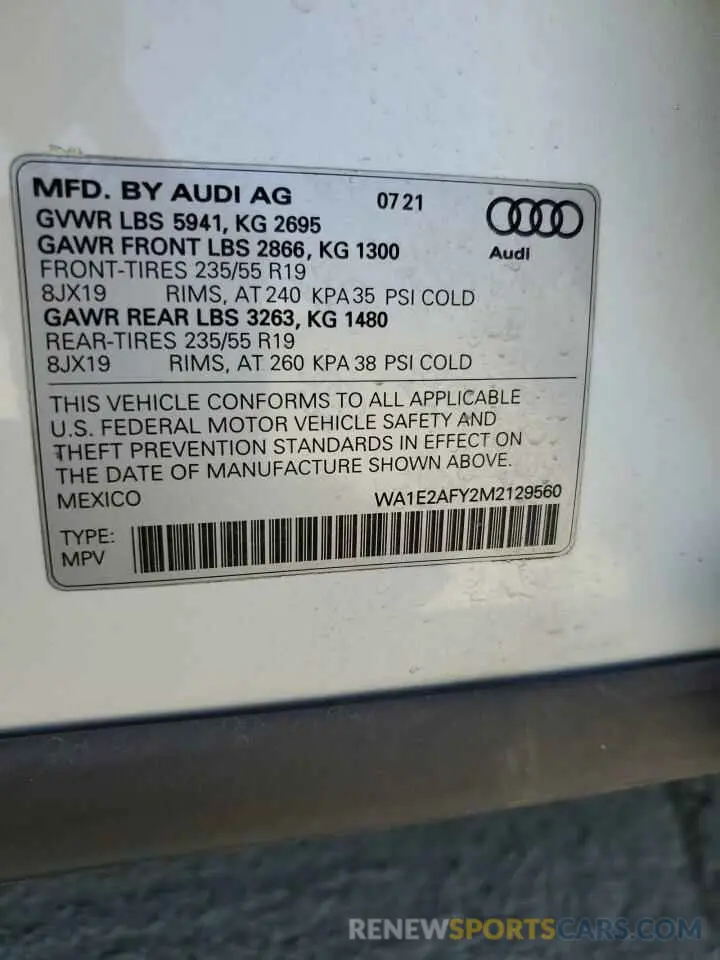 14 Photograph of a damaged car WA1E2AFY2M2129560 AUDI Q5 2021