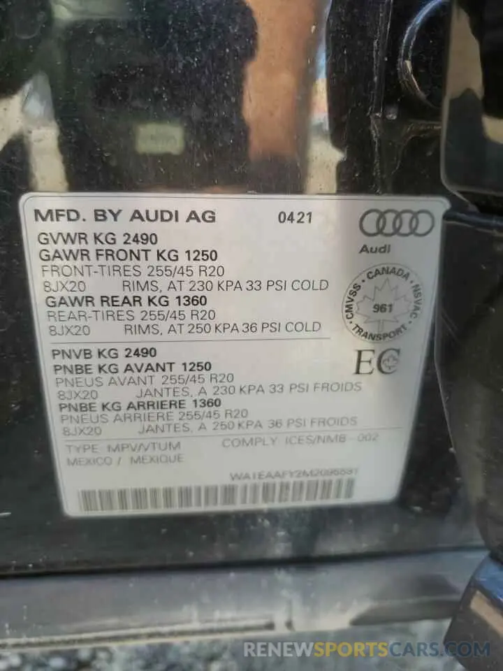 14 Photograph of a damaged car WA1EAAFY2M2095591 AUDI Q5 2021