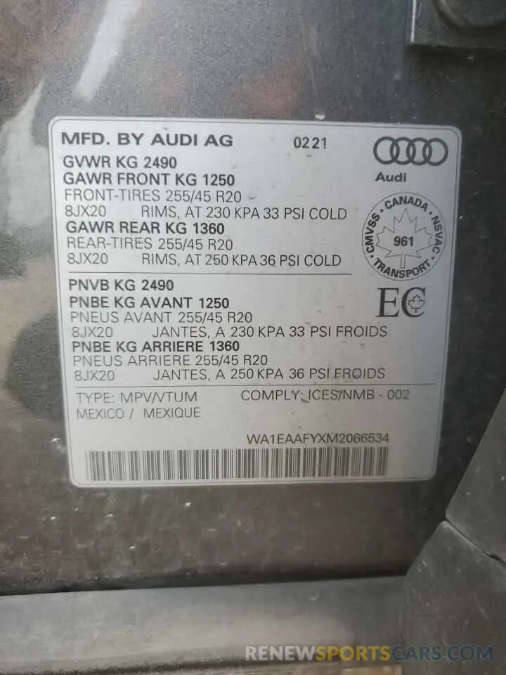 13 Photograph of a damaged car WA1EAAFYXM2066534 AUDI Q5 2021