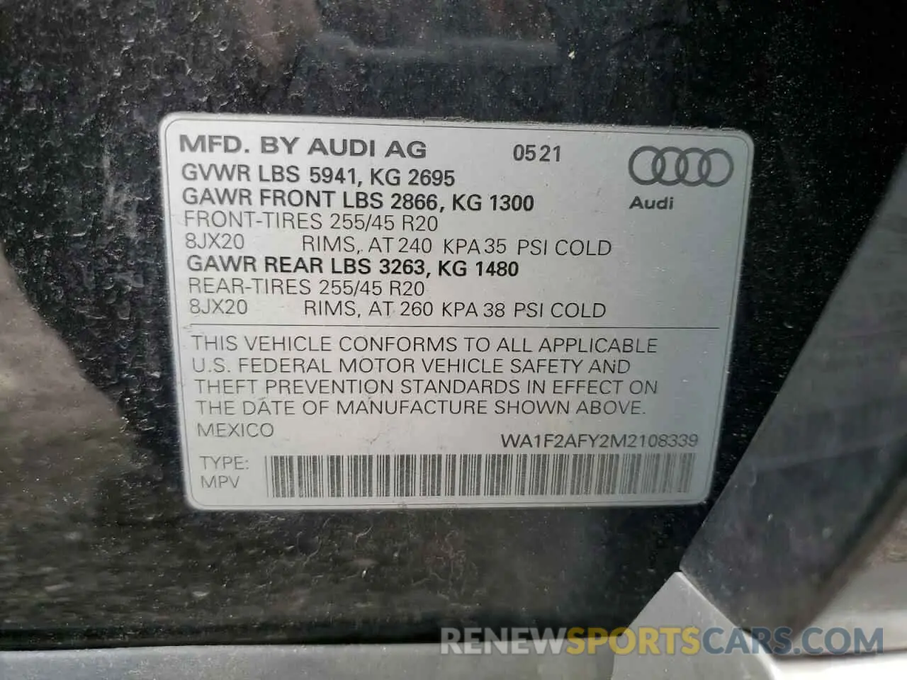 13 Photograph of a damaged car WA1F2AFY2M2108339 AUDI Q5 2021