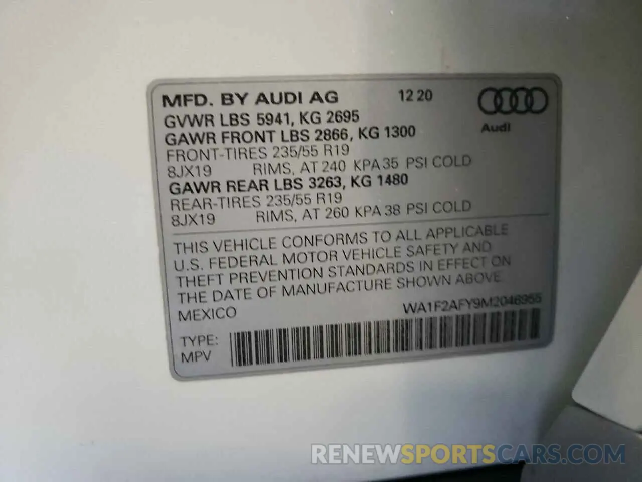 14 Photograph of a damaged car WA1F2AFY9M2046955 AUDI Q5 2021