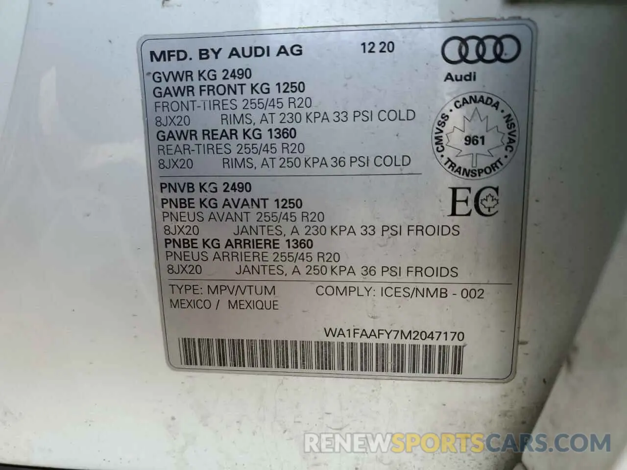 14 Photograph of a damaged car WA1FAAFY7M2047170 AUDI Q5 2021