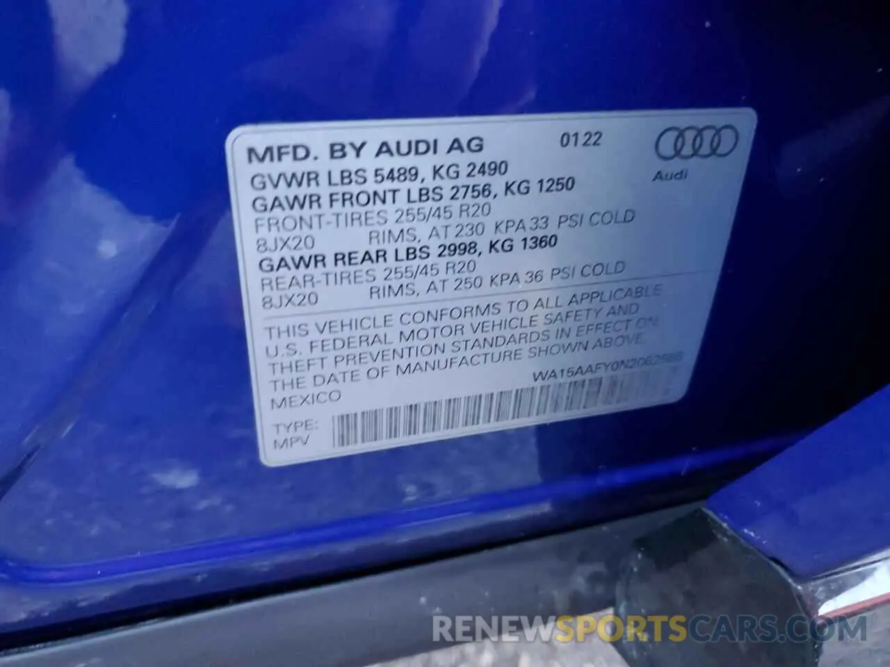 14 Photograph of a damaged car WA15AAFY0N2062588 AUDI Q5 2022
