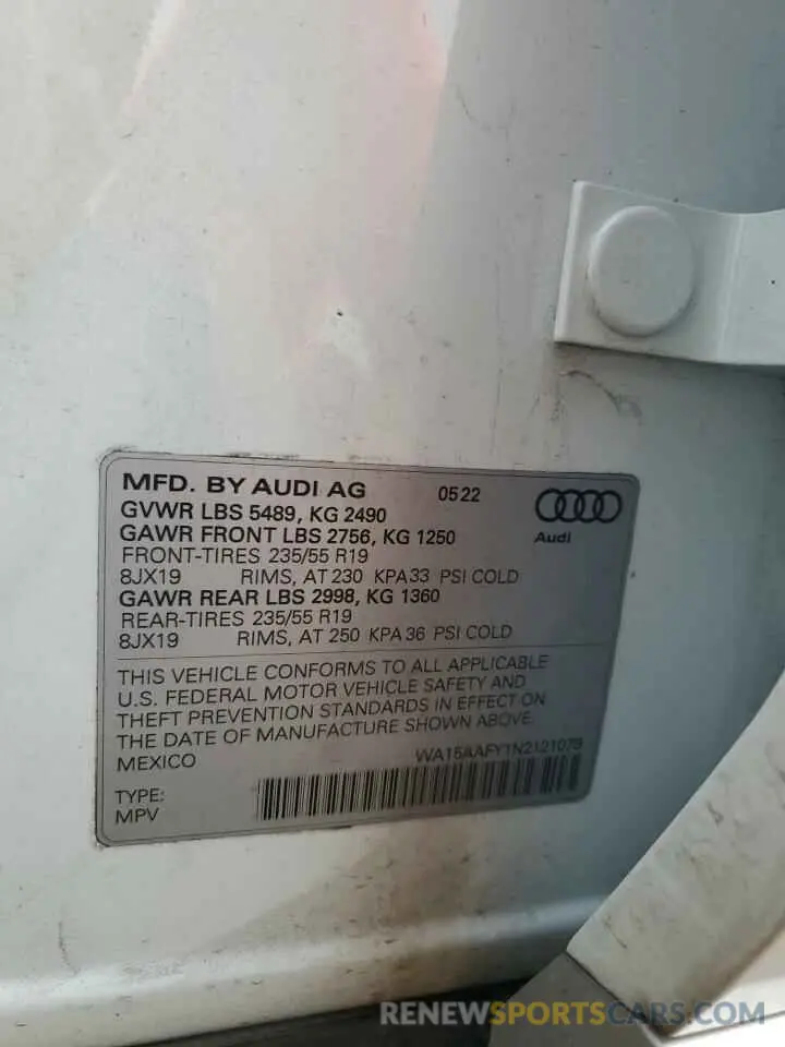 13 Photograph of a damaged car WA15AAFY1N2121079 AUDI Q5 2022