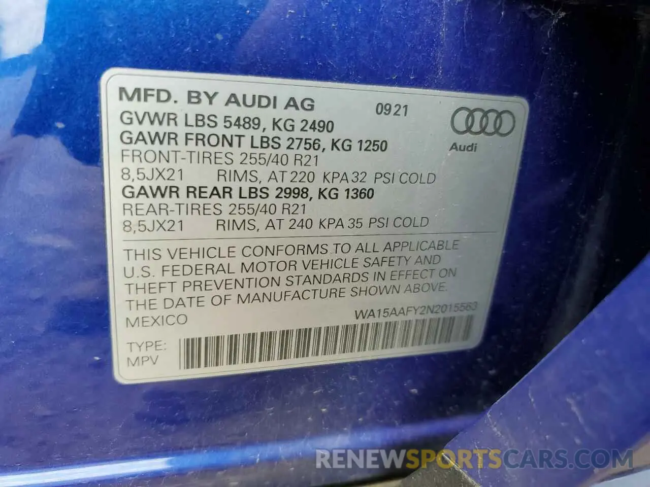 12 Photograph of a damaged car WA15AAFY2N2015563 AUDI Q5 2022