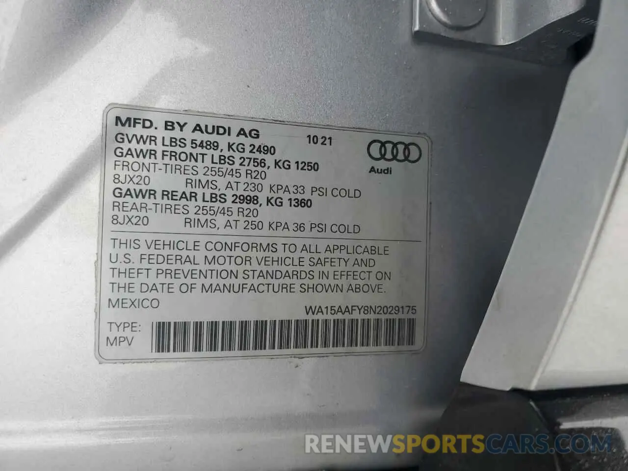 14 Photograph of a damaged car WA15AAFY8N2029175 AUDI Q5 2022