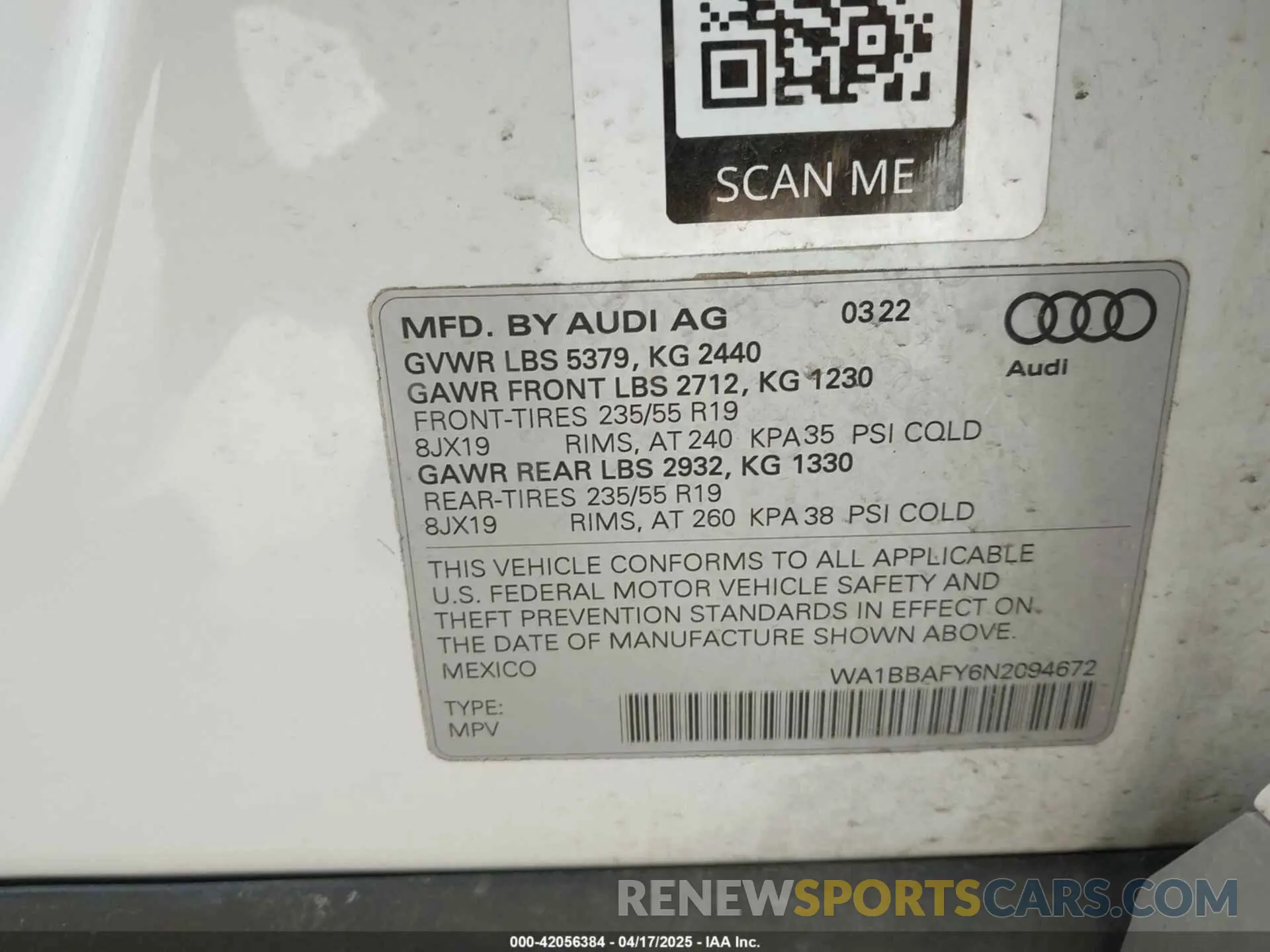 9 Photograph of a damaged car WA1BBAFY6N2094672 AUDI Q5 2022