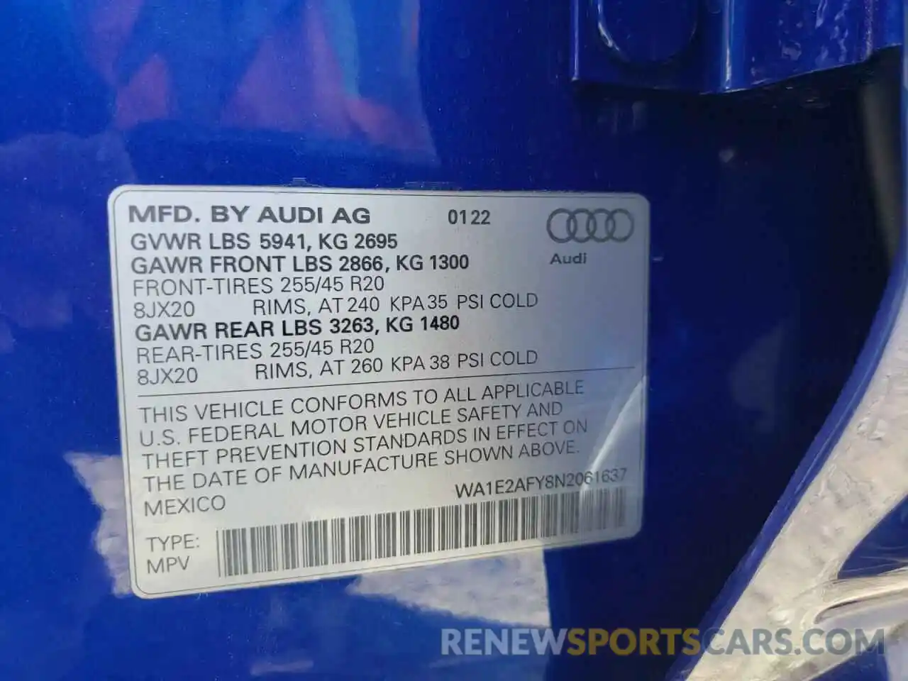 10 Photograph of a damaged car WA1E2AFY8N2061637 AUDI Q5 2022