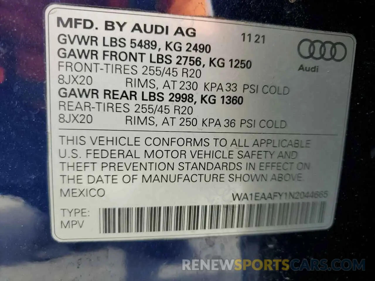 13 Photograph of a damaged car WA1EAAFY1N2044665 AUDI Q5 2022