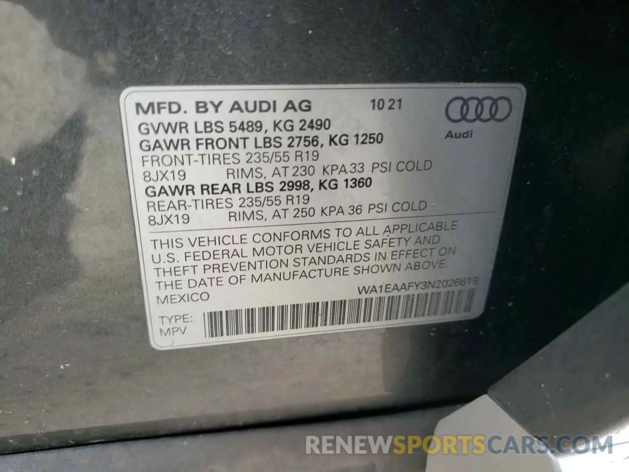 13 Photograph of a damaged car WA1EAAFY3N2026619 AUDI Q5 2022