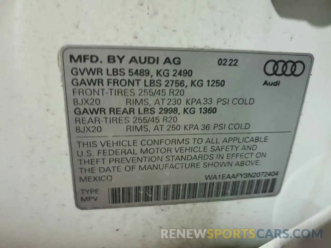 14 Photograph of a damaged car WA1EAAFY3N2072404 AUDI Q5 2022