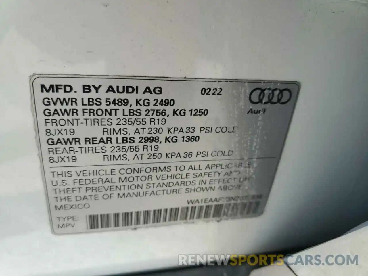 14 Photograph of a damaged car WA1EAAFY3N2073939 AUDI Q5 2022