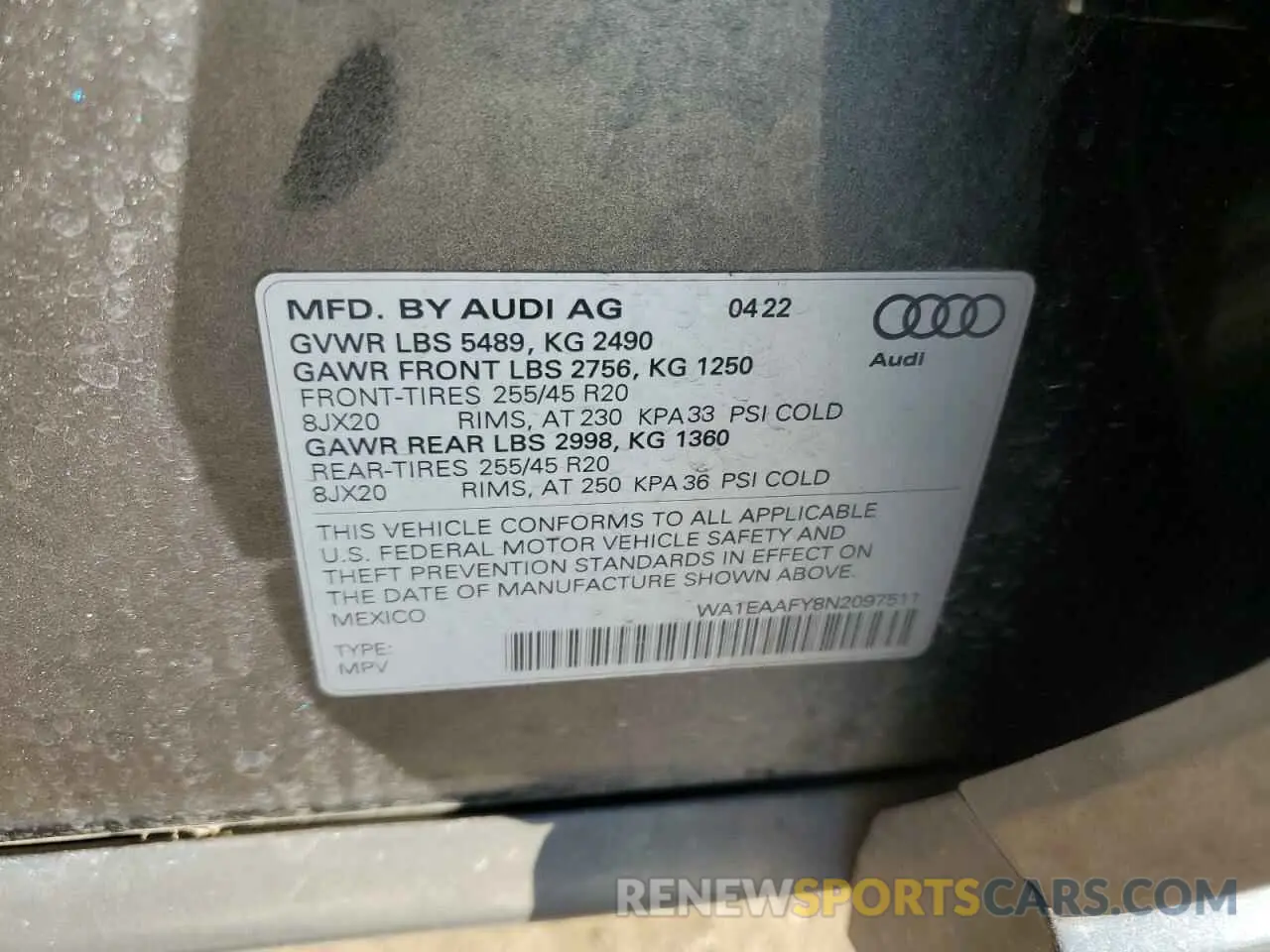 13 Photograph of a damaged car WA1EAAFY8N2097511 AUDI Q5 2022