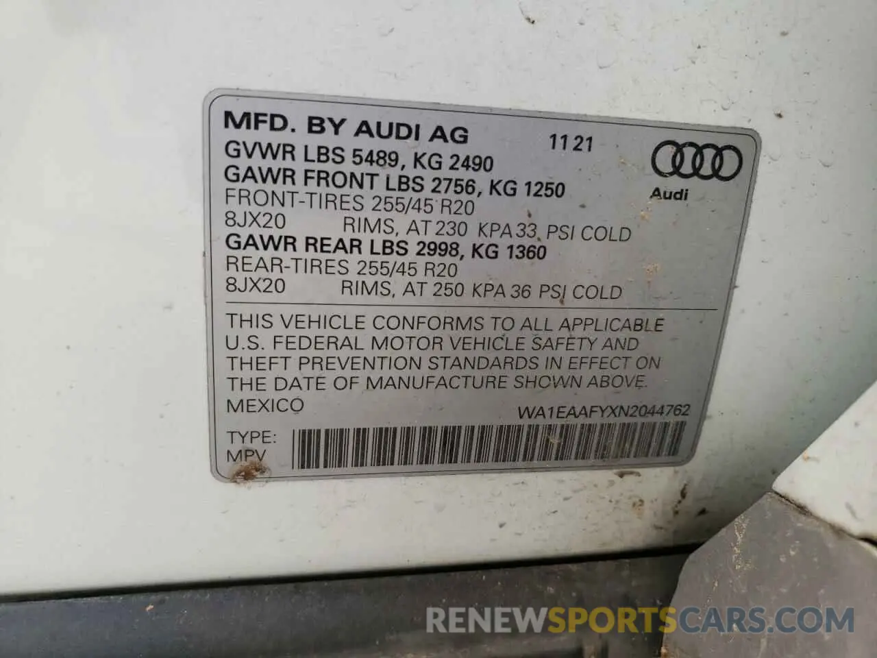 13 Photograph of a damaged car WA1EAAFYXN2044762 AUDI Q5 2022