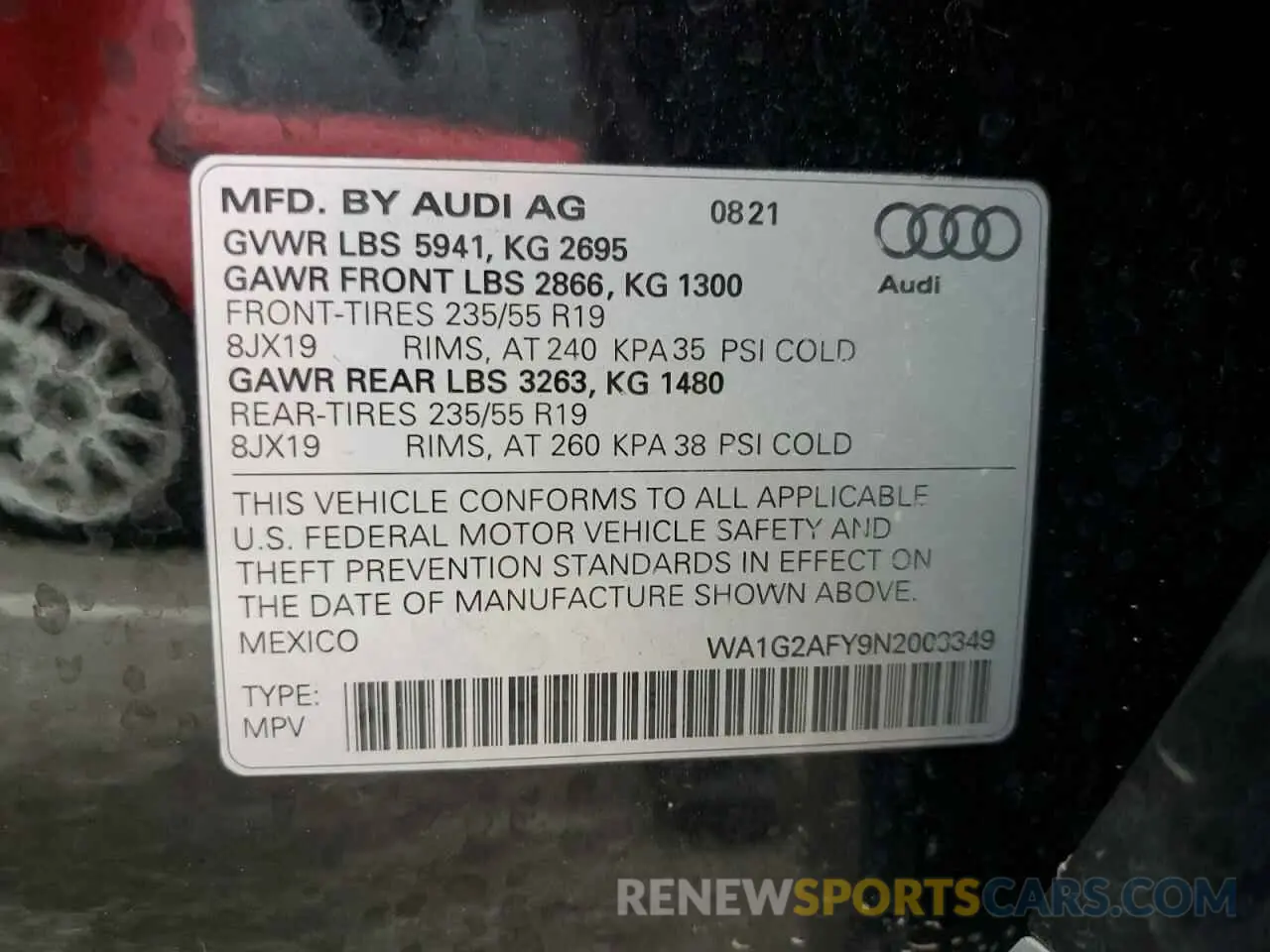 14 Photograph of a damaged car WA1G2AFY9N2003349 AUDI Q5 2022
